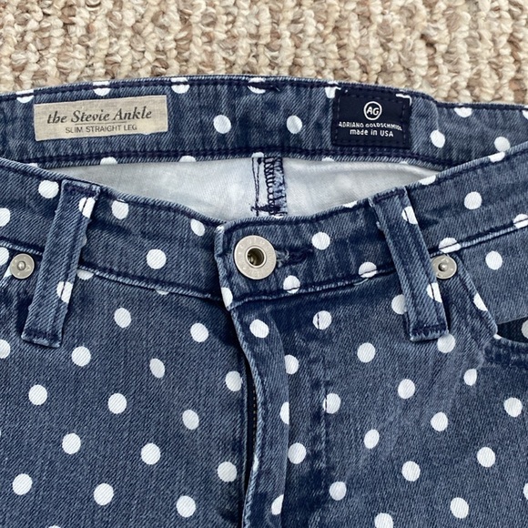 AG Adriano Goldschmied The Stevie Ankle Straight Leg Polka Dot Jeans, 28R - Picture 3 of 14